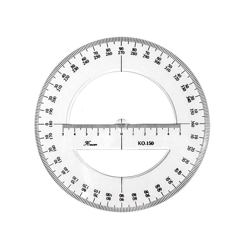 360 Degree Protractor Round Ruler Gauge Angular Drafting Tools Circle Protractor for School Education Office Classroom 7.8 Inch